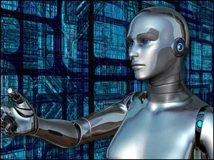 Robot z wyciągniętą ręką w 3D