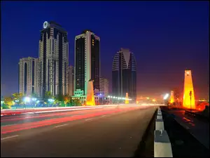 Czeczenia, Drapacze Chmur, Rosja, Noc, Grozny, Miasto
