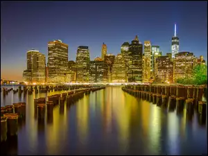 Manhattan, Ocean, Miasto, Noc