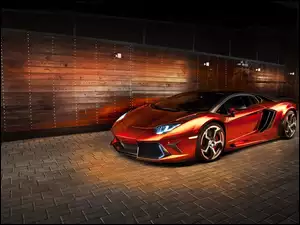 Złoty, Lamborghini Aventador, Nowoczesny, Samochód