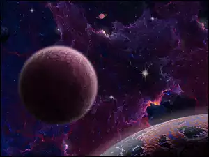 Kosmos z planetami i gwiazdami