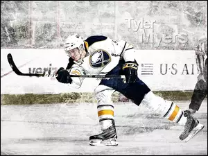 Hokeista Tyler Myers w grafice paintography