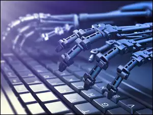 Ręka robota na klawiaturze
