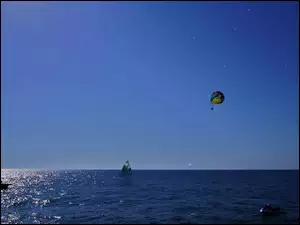 Morze, Niebo, Żaglówka, Paralotnia