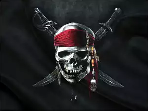 Czaszka ze sztyletami przedstawiająca pirata