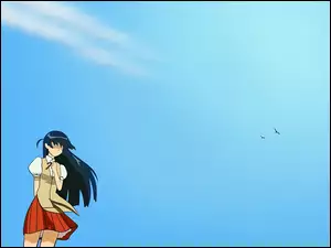 ptaki, School Rumble, niebo