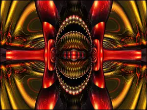 Abstrakcja, Grafika 3D, Złoto-czerwona