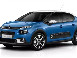 Niebieski Citroen C3 z roku 2017