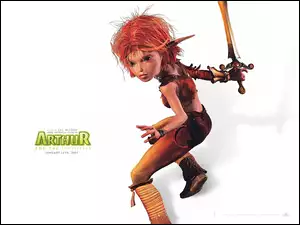 Arthur and the Invisibles, dziewczyna, miecz, Artur i Minimki