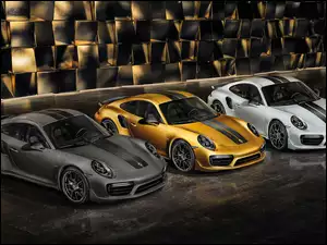 Trzy Porsche 911 Turbo S Exclusive