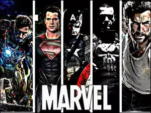 Wolverine, Bohaterzy, X Men, Kapitan Ameryka, Punisher, Heroes, Iron Man, Marvel, Superman