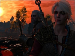 Zachód słońca Geralta z Ciri