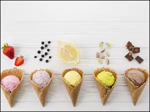 Rożki, Wafelki, Gałki, Smaki, Lody, Różne