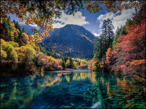 Prowincja Syczuan, Ngawa, Jezioro, Chiny, Lasy, Góry, Park Narodowy Jiuzhaigou