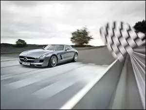 Mercedes Benz SLS, Wyścigowy, Flaga, Tor