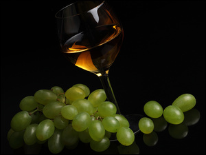 Kiść, Winogrona, Wino, Kieliszek, Zielone