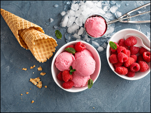 Maliny, Wafle, Rożki, Lody