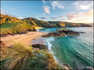 Plaża, Morze, Wybrzeże, Irlandia, The Murder Hole Beach, Donegal