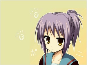 duże oczy, Suzumiya Haruhi No Yuuutsu, fioletowe włosy
