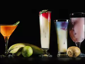 Kiwi, Koktajle, Owoce, Banany