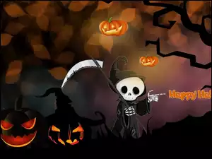 Liście, 2D, Dynie, Halloween, Duszek