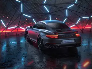 Szare Porsche 911 Turbo S Coupe