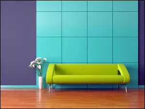 Pokój, Ściana, Kalie, Wnętrze, Kwiaty, Wazon, Sofa