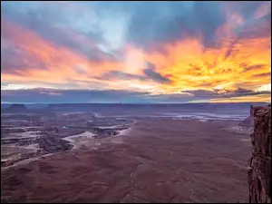 Park Narodowy Canyonlands, Stany Zjednoczone, Kaniony, Zachód słońca, Utah