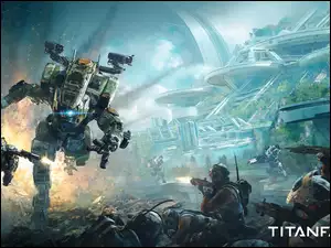 Żołnierze i roboty w grze Titanfall 2