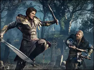Eivor walczący na cmentarzu w grze Asassins Creed Valhalla