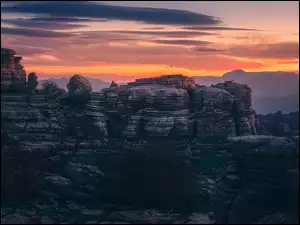 Formacja skalna, Góry, Hiszpania, Zachód słońca, Prowincja Malaga, Rezerwat Torcal de Antequera, Skały