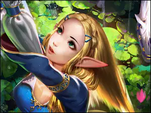 Elfka i koń z gry The Legend Of Zelda