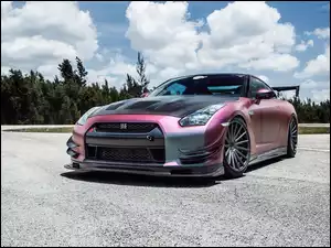 Droga, Chmury, GTR, Nissan, Las