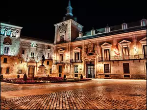 Noc, Hiszpania, Madryt, Plaza de la Villa