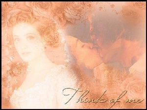 Phantom Of The Opera, róże, Emmy Rossum, pocałunek