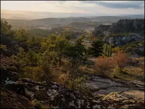 Drzewa, Turcja, Skały, Góry, Phrygian Valley