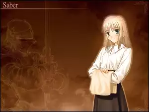 Saber, Fate Stay Night, szkic, kobieta, zbroja