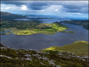 Lough Corrib, Irlandia, Jezioro, Wzgórza, Galway