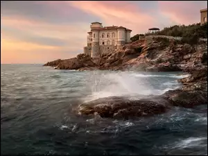 Castello del Boccale, Morze, Włochy, Zamek Boccale, Toskania, Gmina Livorno, Skały