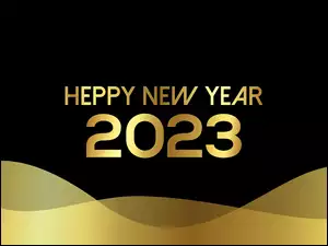 Nowy Rok, 2023, Życzenia, Tło, Data, Czarno-złote
