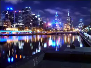 Nocna, Panorama, Most, Melbourne, Yarra, Rzeka, Miasta