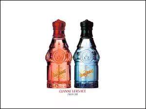 blue, Versace, perfumy, flakony, red