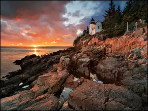 Narodowy, Park, Latarnia, USA, Maine, Morska