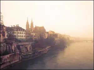 Szwajcaria, Miasto, Domy, Rzeka
