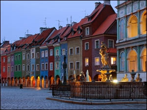 Poznań, Polska, Fontanna Prozerpiny, Domy, Stary Rynek, Kamienice