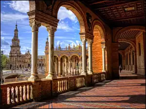 Andaluzja, Hiszpania, Plac Hiszpański, Pawilon, Sewilla, Most