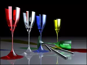 Cinema 4d, Kieliszki, Kolorowe, Grafika wektorowa