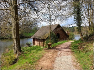 Dudmaston Estate, Droga, Jezioro, Hrabstwo Shropshire, Dom, Dudmaston Big Pool, Anglia, Przystań