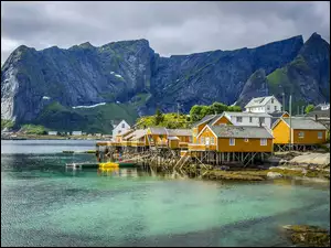 Europa, Góry, Norwegia, Lofoty, Dom