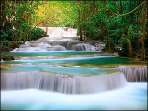 Tajlandia, Wodospad, Huai Mae Khamin Waterfall, Kanchanaburi